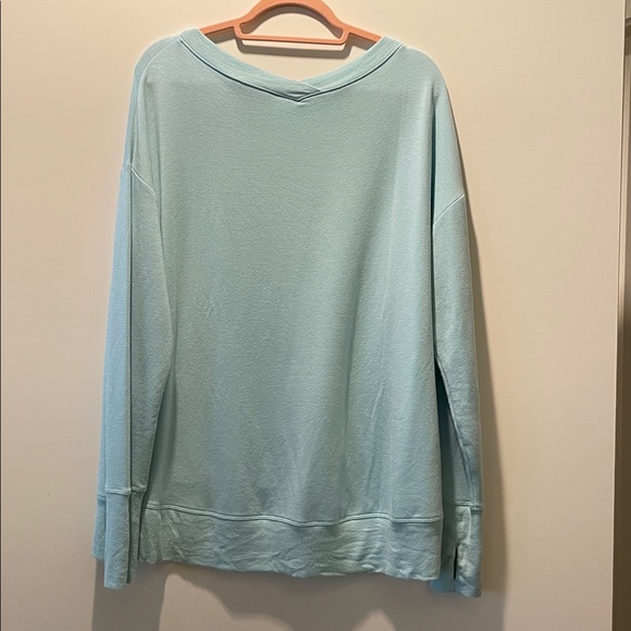 Athleta Light Blue V-Neck Sweatshirt (so soft!); size medium - Picture 6 of 7
